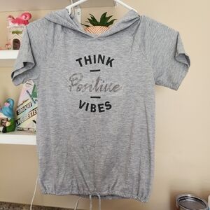 Xersion Gray Kids Hoodie with Positive Vibes Print